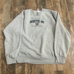 vintage route 66 grey crewneck
